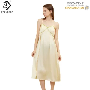 BirdTree, OEKO-TEX, 19MM 100%Silk Pajamas Dresses, Women Plain Satin Sling Dress, Elegant Homewear Nightdress, 2026 New D62121JF - AliExpress Women's Sleep & Lounge