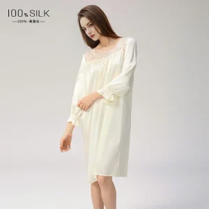OEKO-TEX 6A 100% Silk French Style Nightgown Sexy Sheer Lace Square Neck Women's Pajama Dress Homewear Sleepshirt Nightdress PJs - AliExpress Women's Sleep & Lounge
