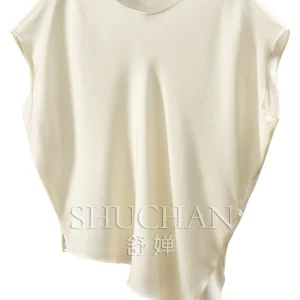 Satin Blouse 92% Natural Silk Double Joe Irregular Hem Bat Sleeve Shirt Women's 87L4 Blusas Mujer De Moda Verano - AliExpress Shirts & Blouses