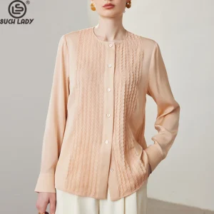 90% Silk 10% Spandex Women's Shirt O Neck Long Sleeves Ruffles Elegant Fashion Blouse Tops - AliExpress Shirts & Blouses
