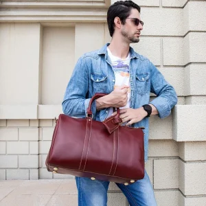 45cm Crazy Horse Leather Men Women Travel Bag Retro Handbag Cowhide Travel Shoulder Bag for plane inside Male Weekend - AliExpress Travel Bags