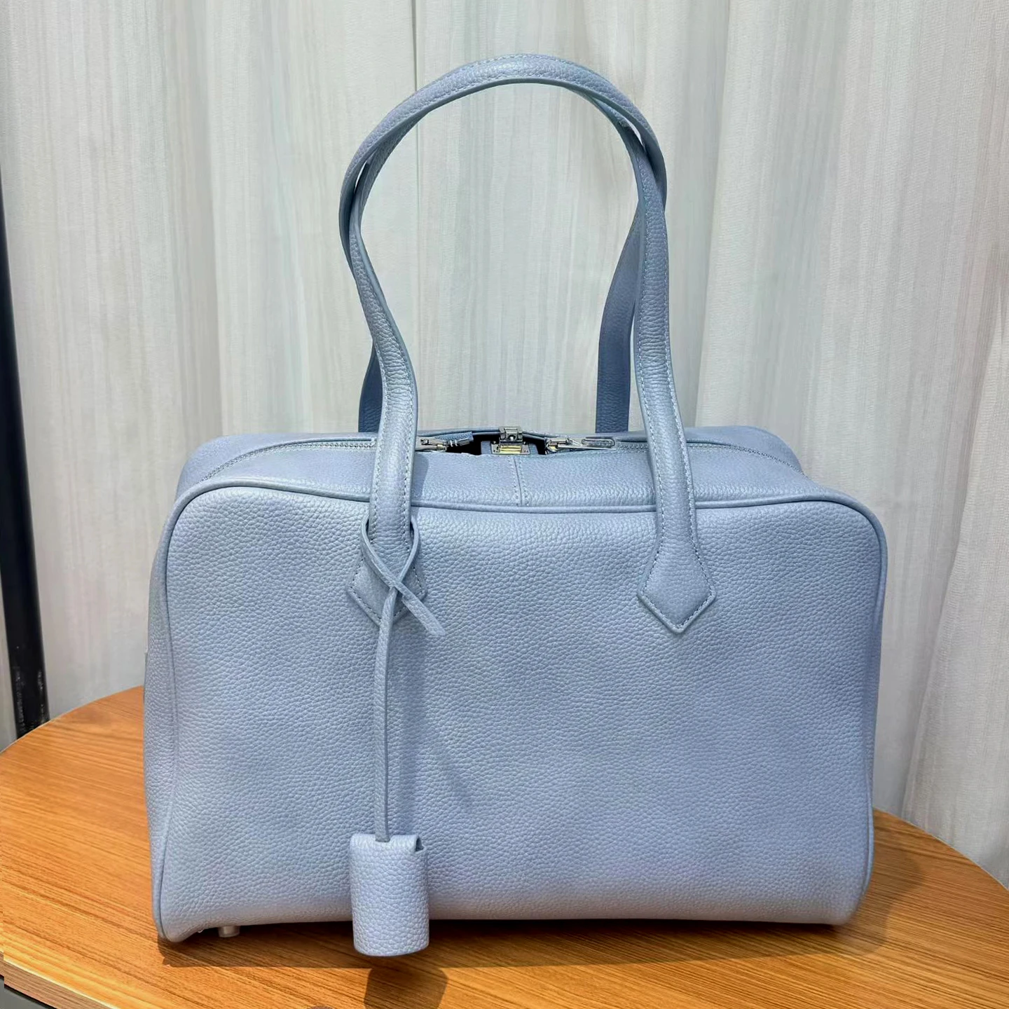 Simple Style Genuine Leather Bowling Bag Blue Purple Women's Large Capacity Handbag Fashion Versatile Top Grain Cowhide XHTY - AliExpress Women's Handbags