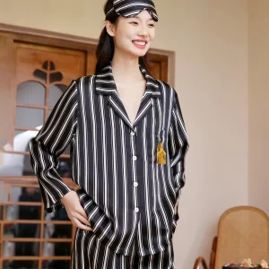 Ladies 19MM Mulberry Silk Pajama Set Light Stripe Spliced Long Sleeve Long Pants Luxury Loungewear Suit for Home And Going out - AliExpress Women's Sleep & Lounge