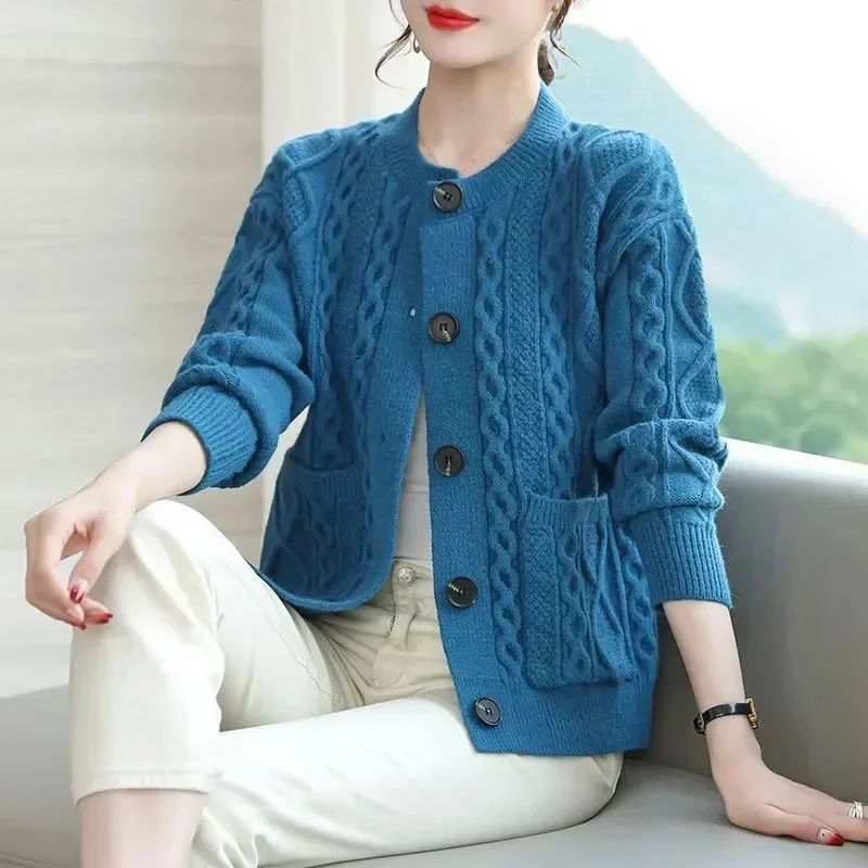 Pop Pop Pop Spring Autumn New O-neck Cardigan Women's Thicken Loose Coat XXXL Mom Coat Knitted Shirt Lazy Style Woolen Sweater T - AliExpress Sweaters&Jumpers