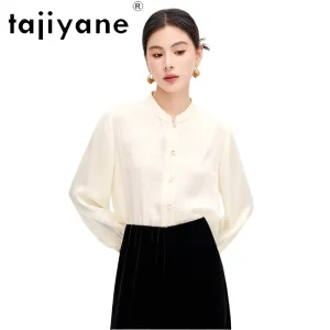 TAJIYANE 100% Mulberry Silk Shirts for Woman Elegant White Stand Collar Blouse New Chinese Style Spring Tops 2026 Women Clothes - AliExpress Shirts & Blouses