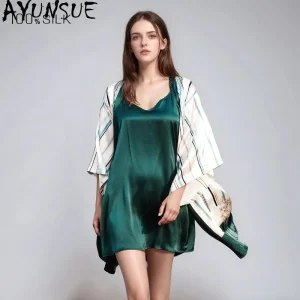 AYUNSUE 100% Mulberry Silk Robes for Women 19MM Silk 2026 Spring Summer Sleepwear Night Dress Women Пижама Женская Pajamas - AliExpress Women's Sleep & Lounge