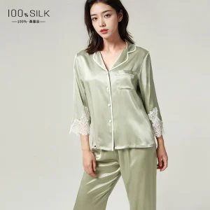 Fashion 100% Mulberry Silk Pajamas Women 19Momme Heavy Silk Mid Sleeve Set Elegant Outdoor Wear Spring Autumn Loungewear - AliExpress Women's Sleep & Lounge