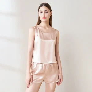 19MM 100% Mulberry Silk Cami Top Elastic Waistband Shorts Women's Vest Sleepwear Loungewear Sleeveless Sexy Camisole Pajama Set - AliExpress Women's Sleep & Lounge