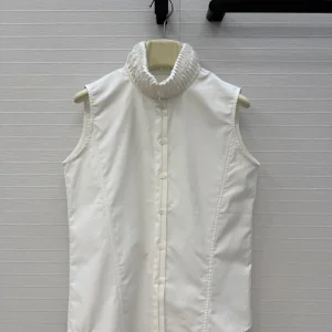Elegant Casual Cotton Shirt Women's Sleeveless Stand Collar Spring Summer Fashion Business Top with Wood Grain - AliExpress Shirts & Blouses