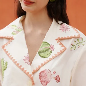 105-113cm Bust Summer Original Design Women Retro Sport Silhouette Outdoor Top Quick-Drying American Cactus Embroidery Shirts - AliExpress Shirts & Blouses