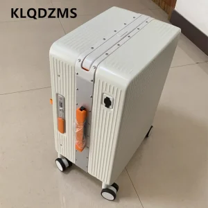 KLQDZMS PC Suitcase 20"25 Inch High Quality Front Opening Laptop Boarding Case Aluminum Frame Trolley Case Women's Cabin Luggage - AliExpress Luggage