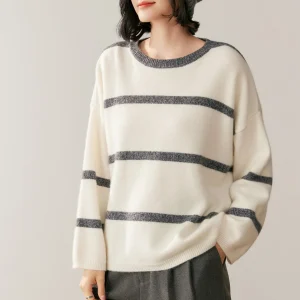 New Thick Cashmere Sweater Women's 100% Cashmere Contrast Color Striped Knitted Pullover Female Grace Soft Clothes Casual Tops - AliExpress Sweaters&Jumpers