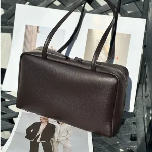 Genuine Leather Handbag Small Bowling Bag Long Handled Tote Bag Women's  Underarm Bag Soft Top-Grain Cowhide Commuter Shoulder - AliExpress Women's Handbags