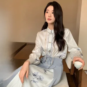 Ele Long Sve Chinese Sle irt Women's Faion Slim Fit Top Spring Autumn New Arrival Summer Casual Polyester Blend - AliExpress Shirts & Blouses