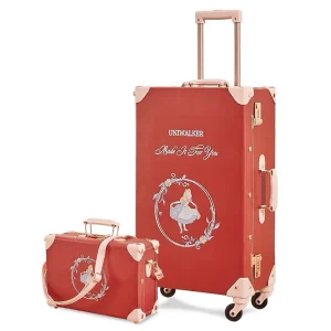 New Vintage PU Leather Red Travel Bag Rolling Luggage sets,20"24"26"inch Women Retro Trolley Suitcase travel borading box - AliExpress Luggage