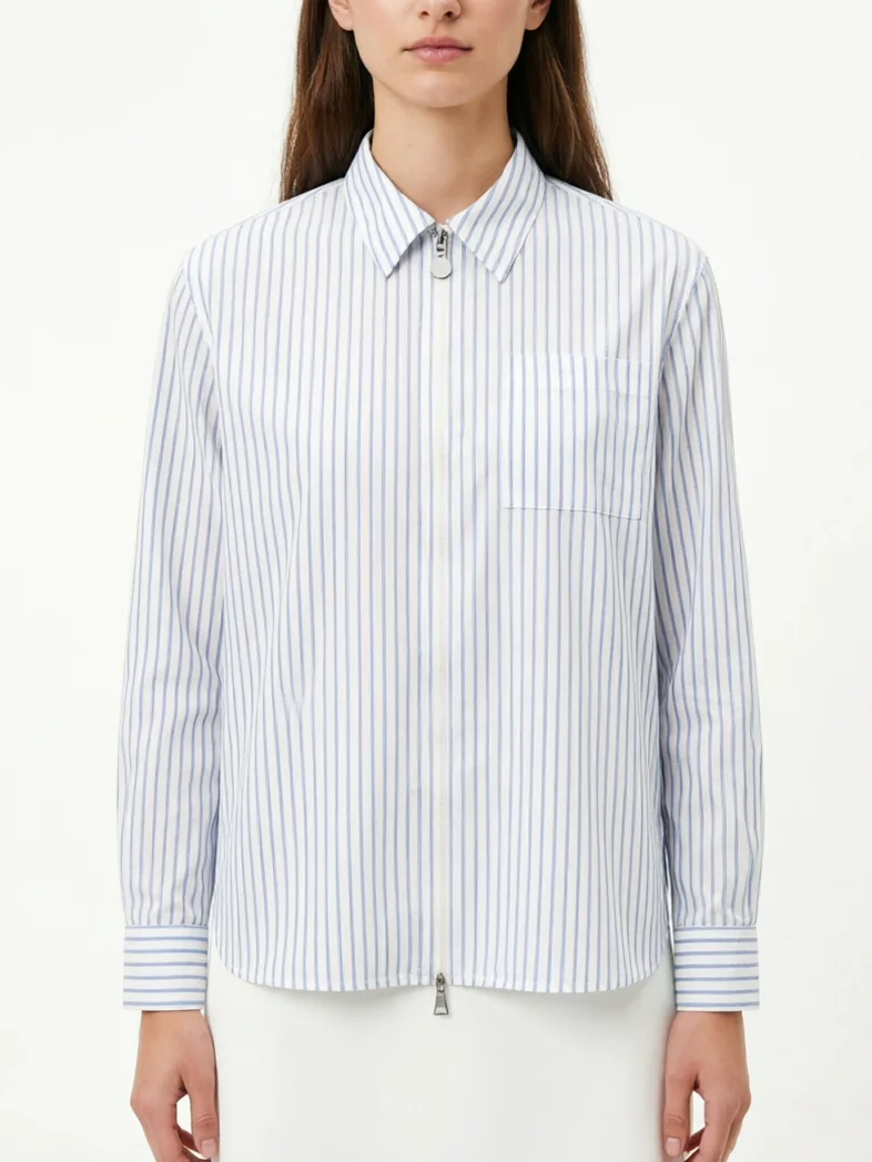 Loose Fit Long Sleeve Zipper Cardigan Style Striped Shirt for Women Breathable Comfortable Polyester Cotton Blend Springwear - AliExpress Shirts & Blouses