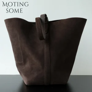 Motingsome Oversized Suede Bag Big Woman Winter Casual Tote Luxury Natural Matte Genuine Handbag Shoulder Bucket Handbag New In - AliExpress Women's Handbags