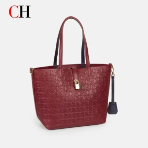 CH Embossed Monogram Tote Bag Women Large Capacity PU Leather Handbag Luxury Lock Decor Top Handle Shoulder Crossbody Bag - AliExpress Women's Handbags