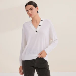BD4521230 Women's 100% Wool Long Sleeve V-Neck Pullover Sweater with Decorative Buttons for Fall - AliExpress Sweaters&Jumpers