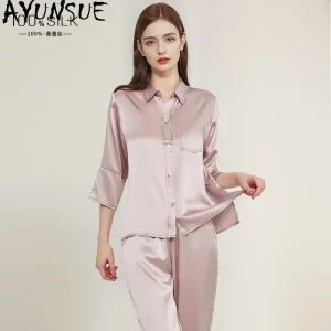 AYUNSUE 19Mm 100% Mulberry Silk Sleepwear Women 2026 Women's Home Clothes Spring Summer Pajama Set Fashion Tops Pants Sets - AliExpress Women's Sleep & Lounge