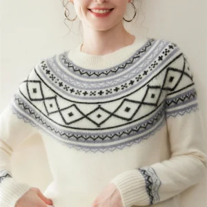 New Women's Cashmere Sweater Fair Isle Jacquard Pullover Autumn Winter Vintage Thicken 100% Cashmere Knitwear Raglan Sleeve Tops - AliExpress Sweaters&Jumpers