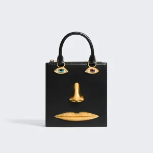 Face Bag Women High Quality Black Leather Luxury Brands Handbag Jewelry Eyes Gold-tone Metal Shoulder Strap Crossbody Bags - AliExpress Women's Handbags