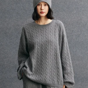 Women Round Collar Pullover 100% Goat Cashmere Sweater Autumn Winter Twist Flower Cashmere Knitwear Casual Large Size Loose Tops - AliExpress Sweaters&Jumpers