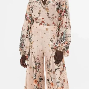 Women Floral Print Silk Loose Shirt Spring Crystal Beaded V-Neck Lantern Sleeve Fashion Pink Blouse - AliExpress Shirts & Blouses