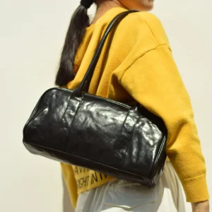 Vintage Distressed Leather Boston Bag Large Capacity Underarm Shoulder Bag for Daily Commute Versatile Style AETOO Brand - AliExpress Women's Handbags