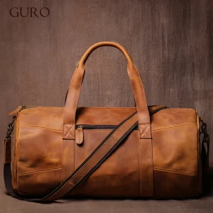 GURO Vintage Crazy Horse Cowhide Travel Bag Men's Real Leather Handbag Casual Weekend Camping Luggage Bag Daily Gym Shoulder Bag - AliExpress Travel Bags