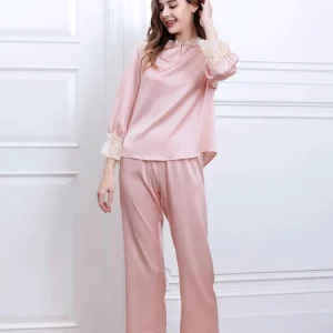 French Style 19 Momme 100% Natural Silk Lace Trim Long Sleeve Shirt&Pants Spring Casual Pajamas Fairy Pajama Homewear Sleepwear - AliExpress Women's Sleep & Lounge