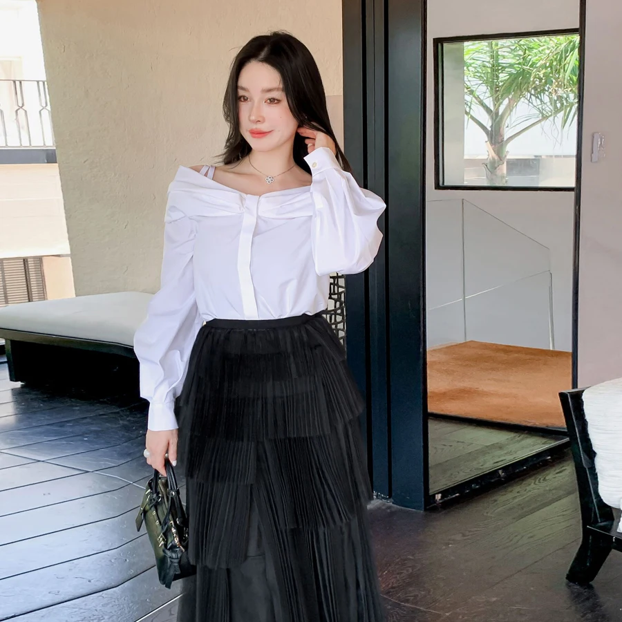 Elegant Gentle White Shirt One Shoulder Design Exquisite for Ladies Cotton 100% Autumn Collection 2025 Classy Women - AliExpress Shirts & Blouses