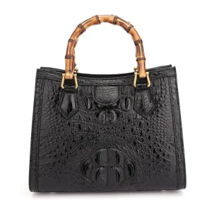 Elegant Women Crocodile Genuine Leather Bamboo Handbag Designer Office Ladies Totes Real Alligator Skin Party Luxury Bag - AliExpress Women's Handbags