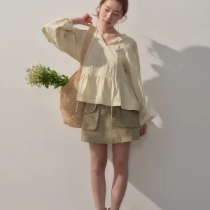 Sweet Retro Embroidered Hollow out Malted Yellow Loose irt Korean Sle Loose Fit Long Sve  Collar Women's irt - AliExpress Shirts & Blouses