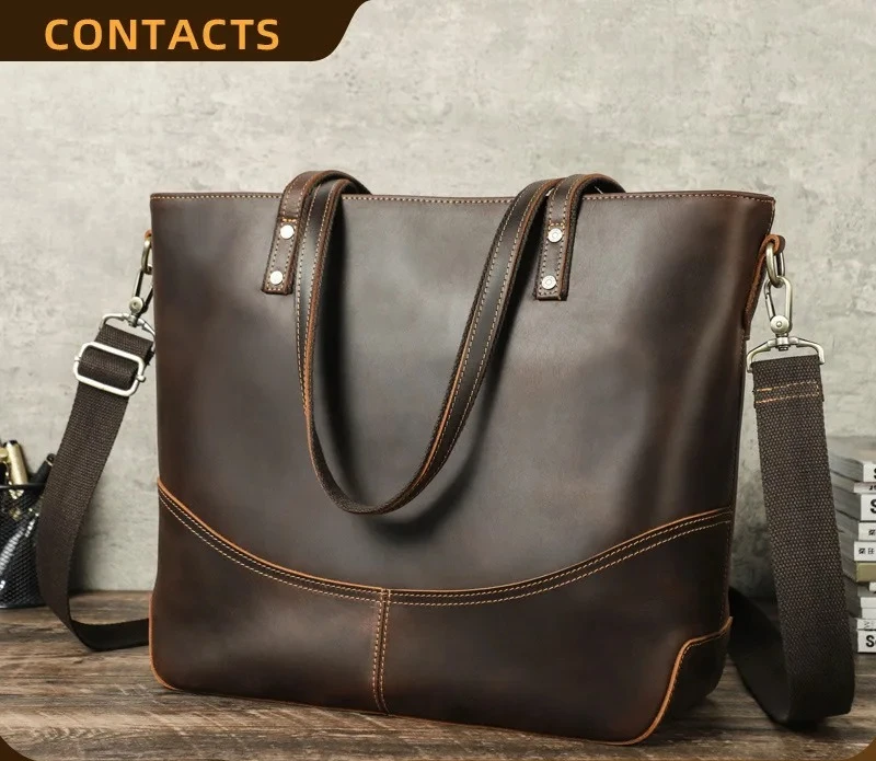 A Large-capacity Retro Cowhide Handbag That Can Hold A 14.2-inch Laptop Women Bag for Hand-carrying Single-shoulder Cross-body - AliExpress Women's Handbags