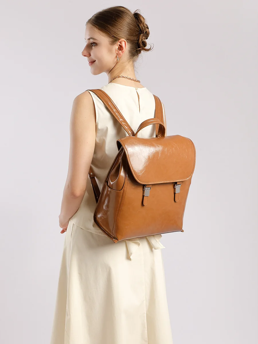Genuine leather neutral casual handbag fashionable simple large capacity business computer backpack cowhide women's bag - AliExpress Women's Handbags