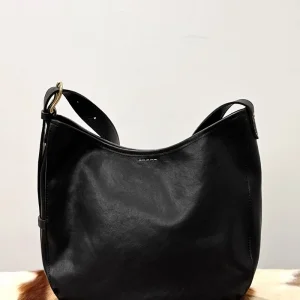 simple high quality handmade genuine leather women's black shoulder bag weekend shopping soft cow leather ladies' underarm bag - AliExpress Women's Handbags