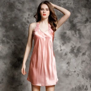 Women's 100% Mulberry Silk Halter Chemise Nightgown Sleeveless Sexy Nightdress PJS Solid Short Nightwear Sleepshirt Pajama Dress - AliExpress Women's Sleep & Lounge