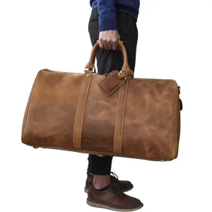 Crazy Horse Leather Travel Luggage Bag 24 inch Leather Travel Duffle Bag Vintage weekender bags of male men carry on bags Large - AliExpress Travel Bags