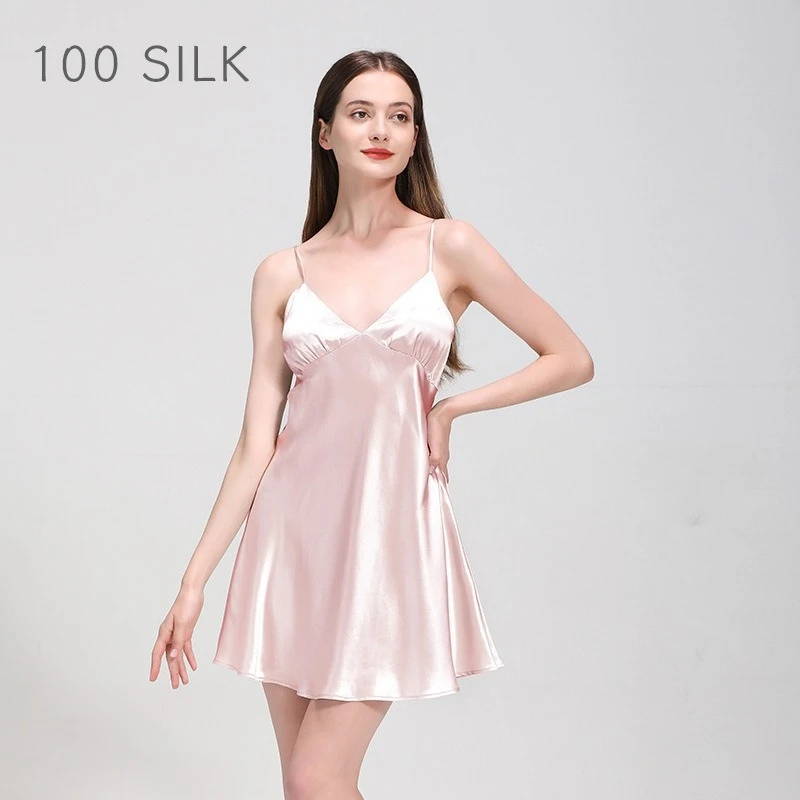 2025 Summer Collection 22mm Mulberry Silk Nightgown Thin Sexy Suspender Pajamas Comfortable Loungewear Sleepwear Sexy Solid Soft - AliExpress Women's Sleep & Lounge