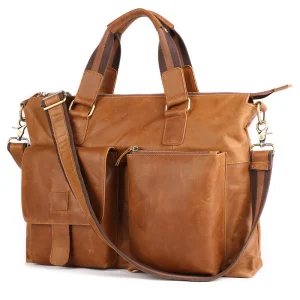Genuine Leather Vintage Business Laptop Briefcase 17 Inch Crossbody Shoulder Handbag for Daily Commuter Office Travel - AliExpress Women's Handbags