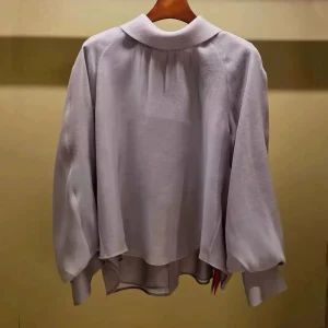Elegant  Collar Loose Fit Long Sleeve Shirt Lemon Cheese High Quality Spring 2026 Women's Business Casual Style Pure Color - AliExpress Shirts & Blouses