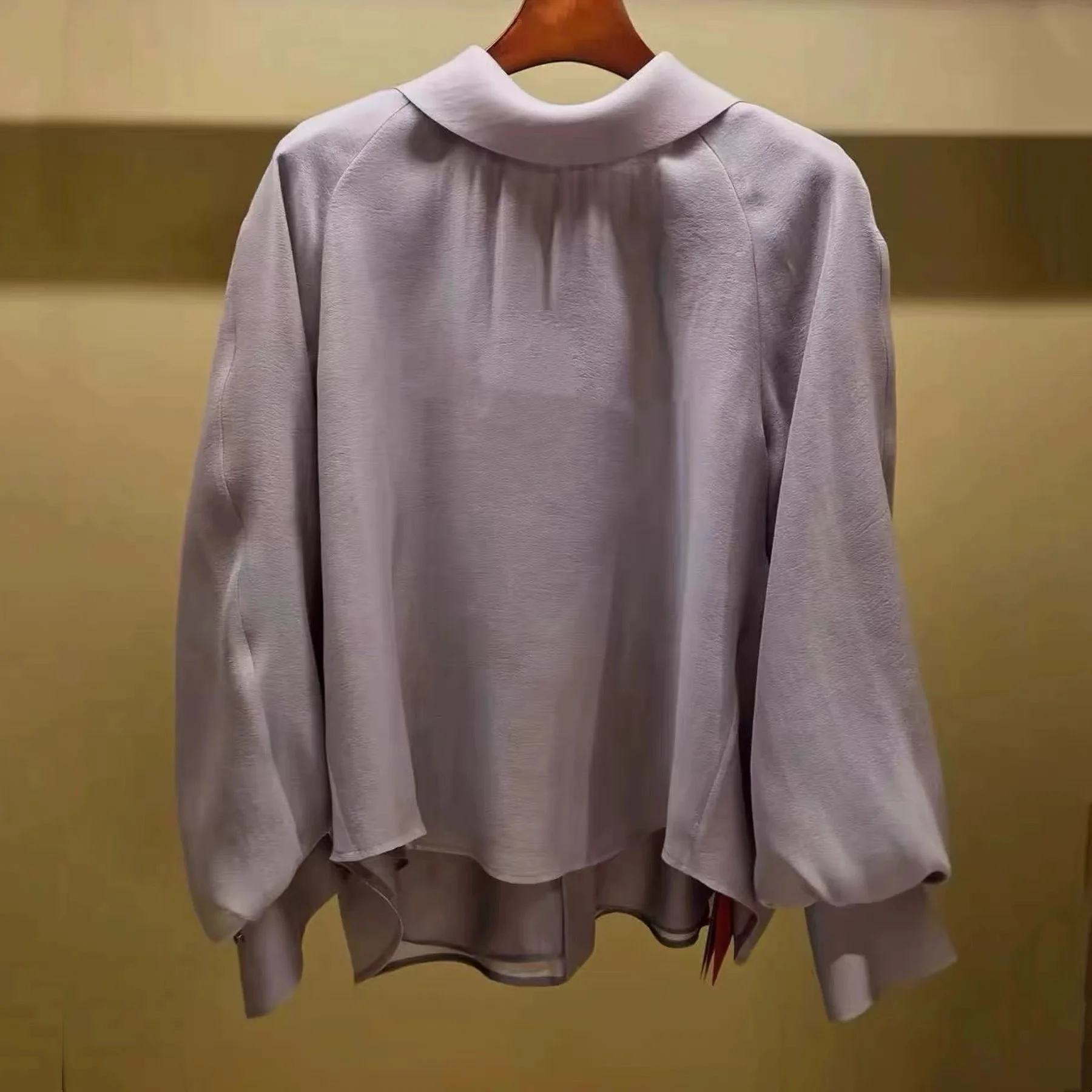 Elegant Collar Loose Fit Long Sleeve Shirt Lemon Cheese High Quality Spring 2026 Women's Business Casual Style Pure Color - AliExpress Shirts & Blouses