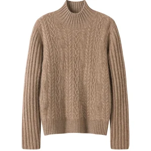 TLOML New Women's 100% Cashmere Sweater Mock Neck Cable Knit Pullover Autumn Winter Basic Soft Warm Solid Knitwear Thicken Tops - AliExpress Sweaters&Jumpers