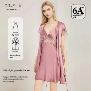 2026 New Luxury Silk Robe  Slip Dress Set Women 100% Mulberry Silk Bride Morning Gown Elegant Camisole Mini Dress Homewear - AliExpress Women's Sleep & Lounge
