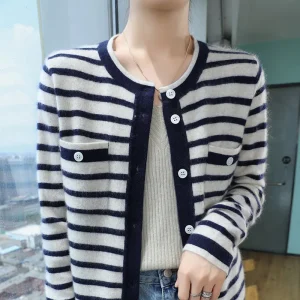Cashmere cardigan women's O-neck solid color long sleeved 100% cashmere jacket slim fit versatile knitted sweater top - AliExpress Sweaters&Jumpers
