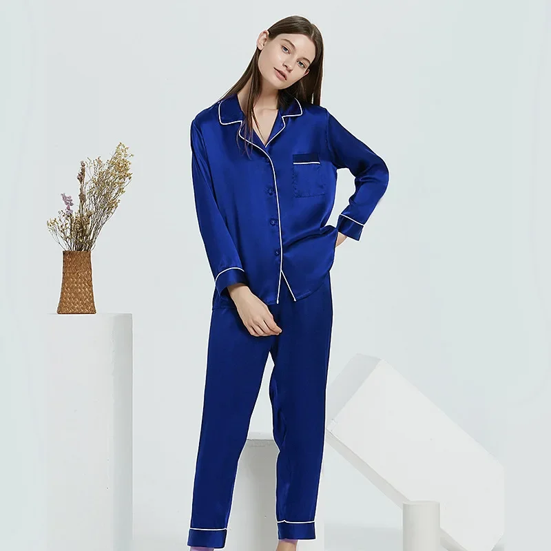 30 Momme 100% Mulberry Silk Elegant Pajama Set Solid Color Long Sleeve Pants Casual Pajamas Women Spring Sleepwear Loungewear PJ - AliExpress Women's Sleep & Lounge