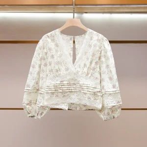 Sweet Floral Lace Splicing Short Pants Shirt Top Women's High-End Summer New Style Country Style BALISGA Commute Style Loose Fit - AliExpress Shirts & Blouses