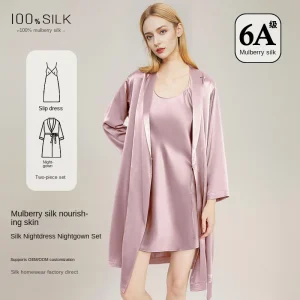 Women Elegant 100% Mulberry Silk Nightdress Robe 2 Piece Set All Season Luxury Gift Loungewear - AliExpress Women's Sleep & Lounge