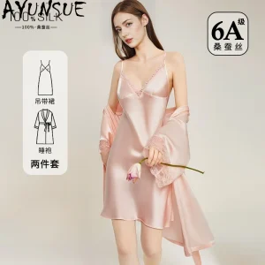 AYUNSUE 100% Silk Women's Pajamas and Robes Luxury V-neck Pajama Sets Solid Color Womens Matching Sets High Quality Pyjama Femme - AliExpress Women's Sleep & Lounge